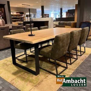 Boomstam eiken eettafel Poot platstrip 10 x 1 zwart
