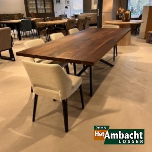 Rechthoekige noten eettafel 260×100 / Mikado poot