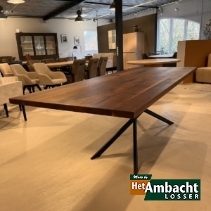 Rechthoekige noten eettafel 260×100 / Mikado poot