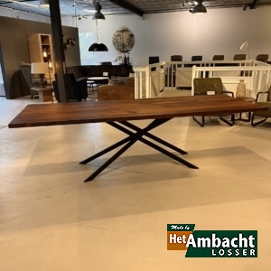 Rechthoekige noten eettafel 260×100 / Mikado poot