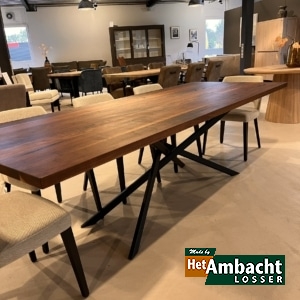 Rechthoekige noten eettafel 260×100 / Mikado poot