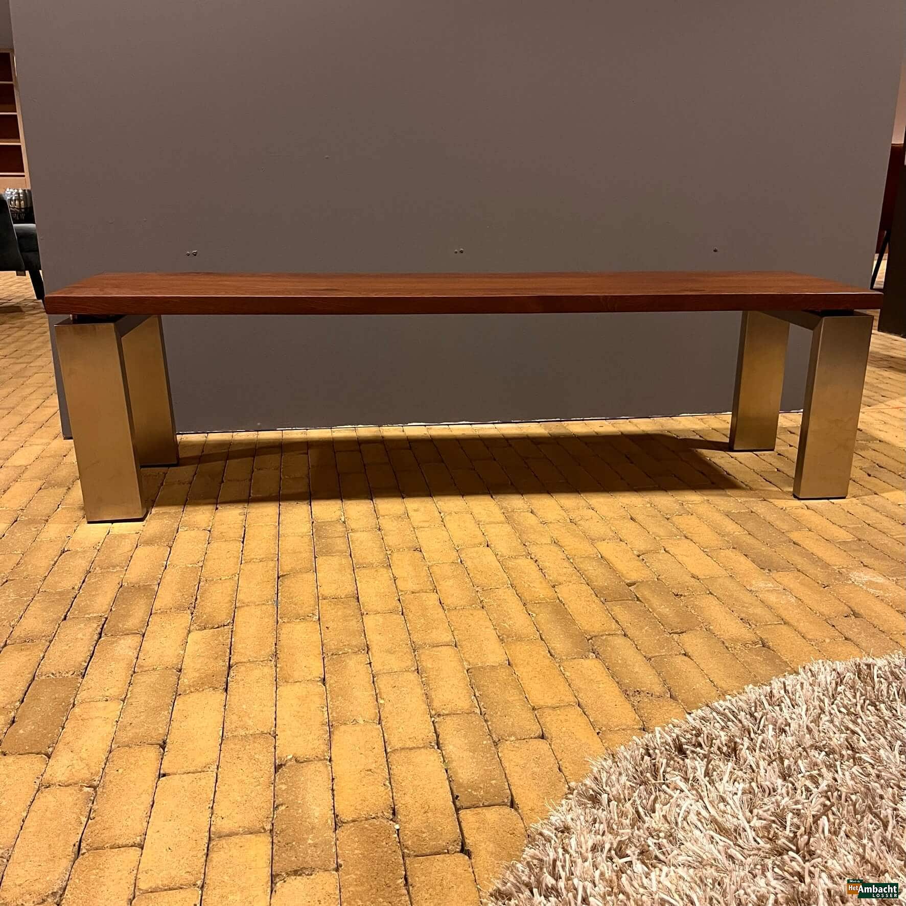 Eiken tafelbank Poot RVS 12×4