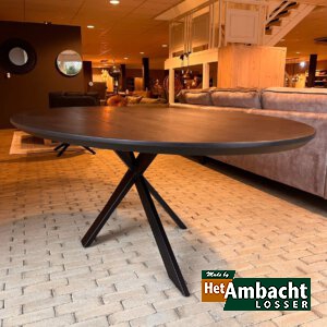 Ellips eiken eettafel 240 x 130 zwart
