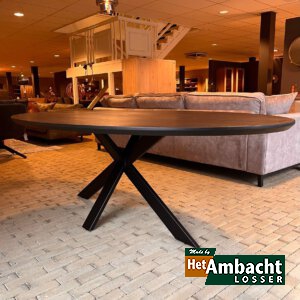 Ellips eiken eettafel 240 x 130 zwart