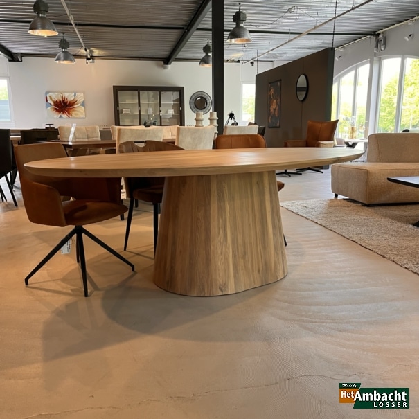 Elliptische Eiche Esstisch / Bein-Nr.733-2