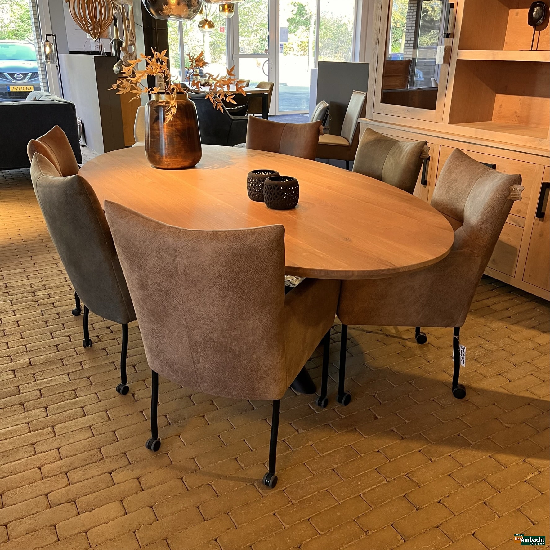 Ellips eiken eettafel / Poot no.710