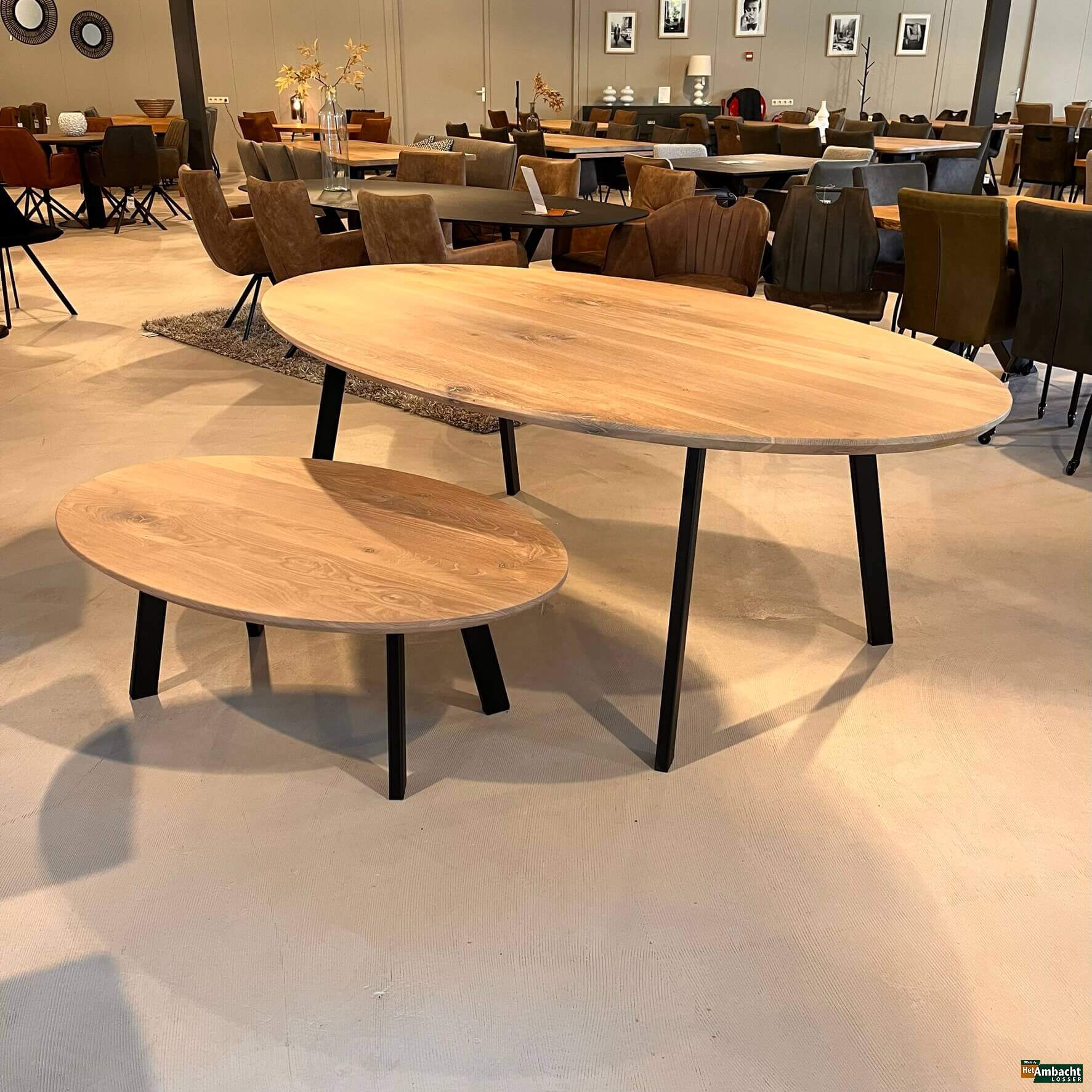 Ellips eiken salontafel – Poot no.945