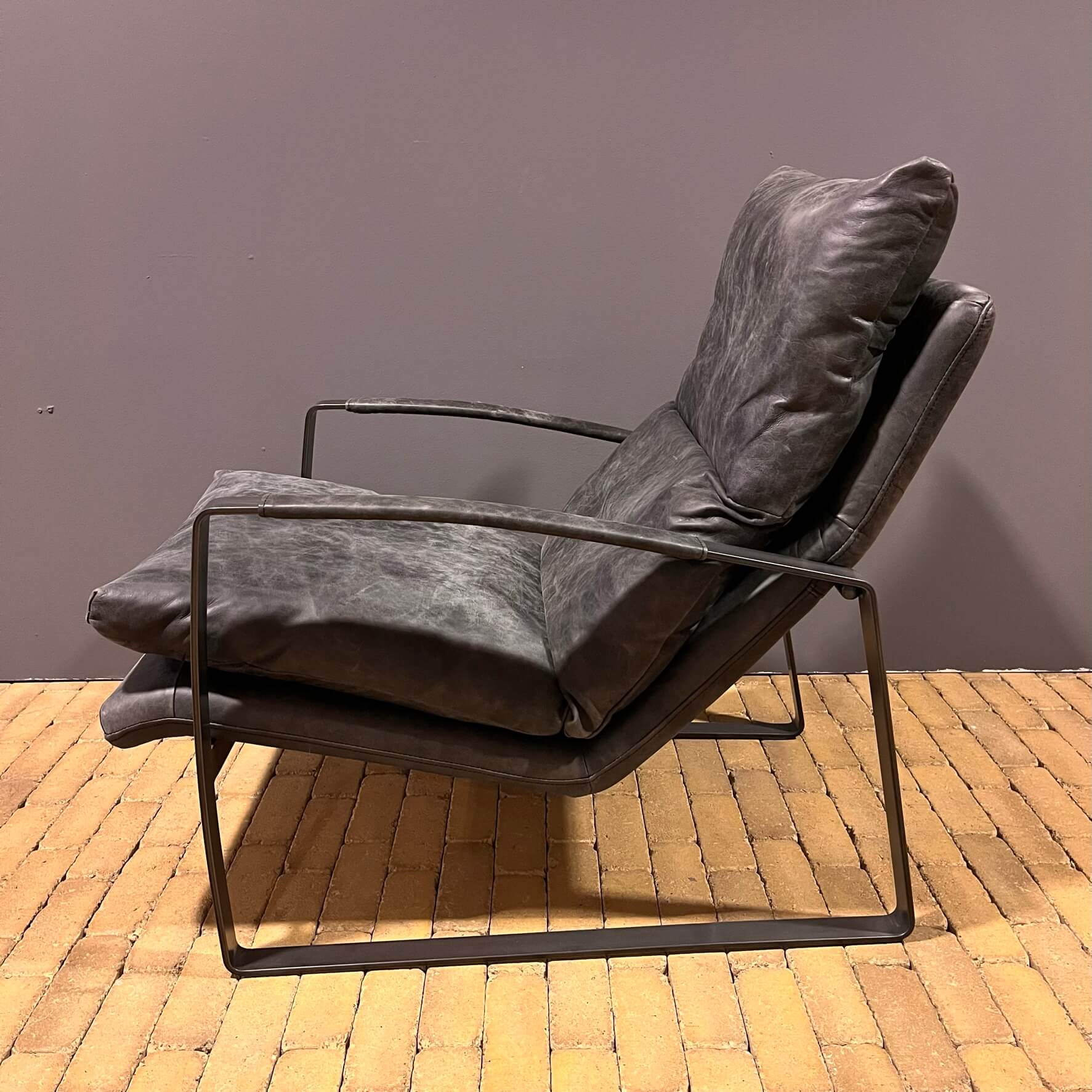 Fauteuil Lex leer Vintage antraciet