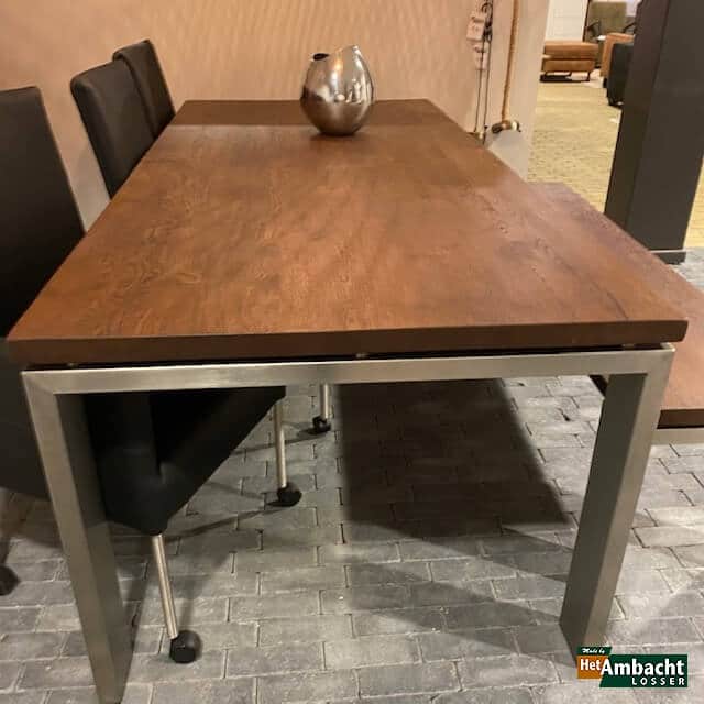RVS 12×4 / eiken eettafel