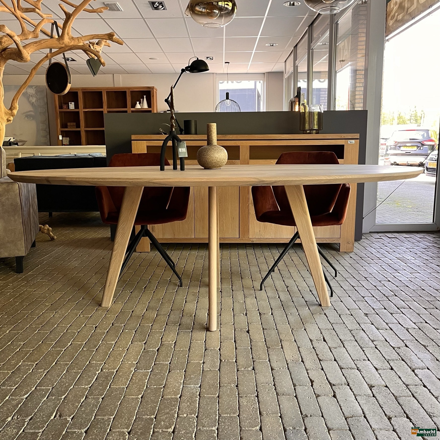 Kopenhagen eiken eettafel ellips (4)