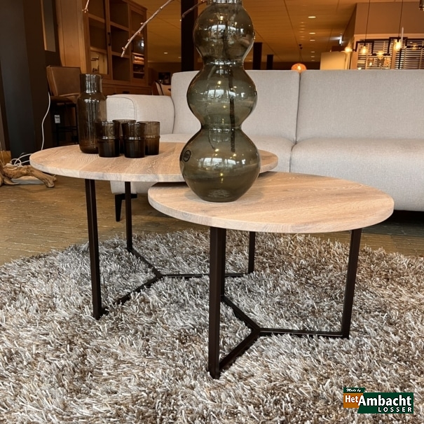 MetalWood Beistelltische Eiche rund