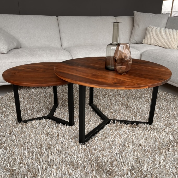 MetalWood Beistelltische Nussbaum rund