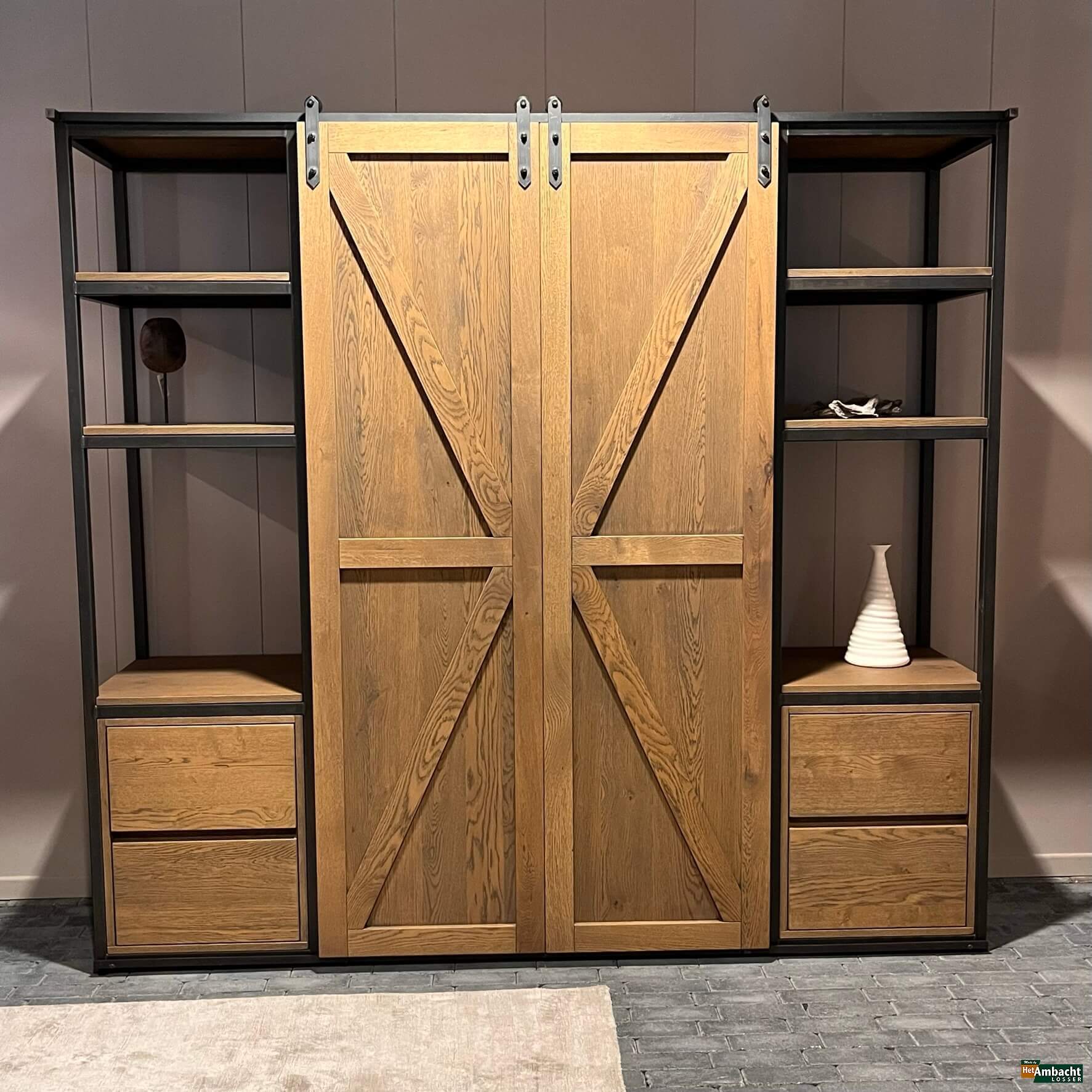 MetalWood schuifdeurkast eiken