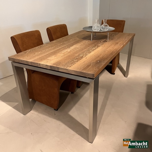 Edelstahl 12x4 / Eiche Esstisch