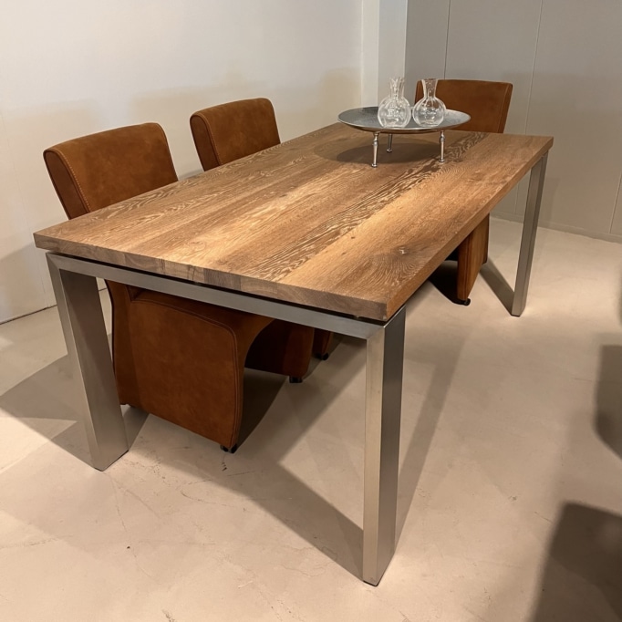 Edelstahl 12x4 / Eiche Esstisch