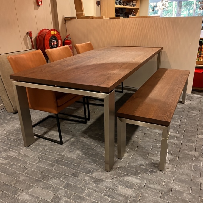 Edelstahl 12x4 / Eiche Esstisch