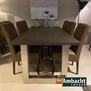 RVS U eiken eettafel (1)