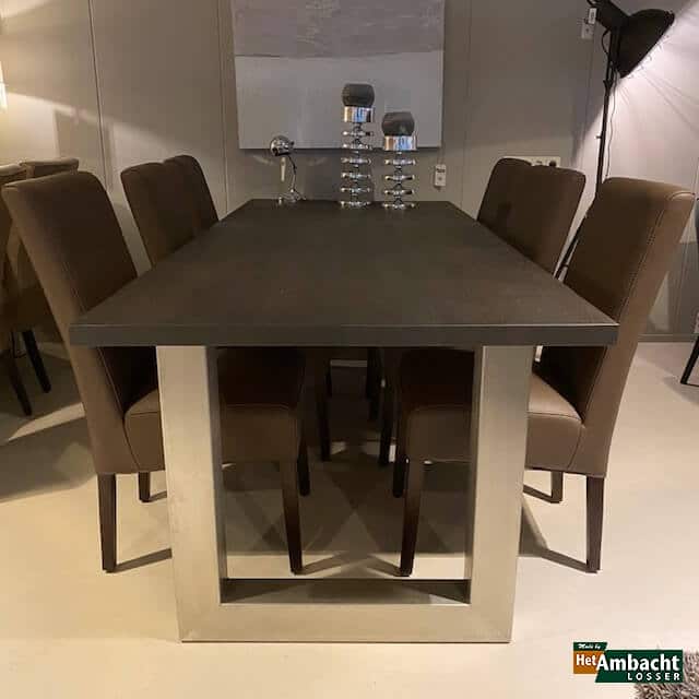 RVS U eiken eettafel (1)