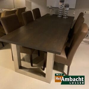 RVS U eiken eettafel (2)