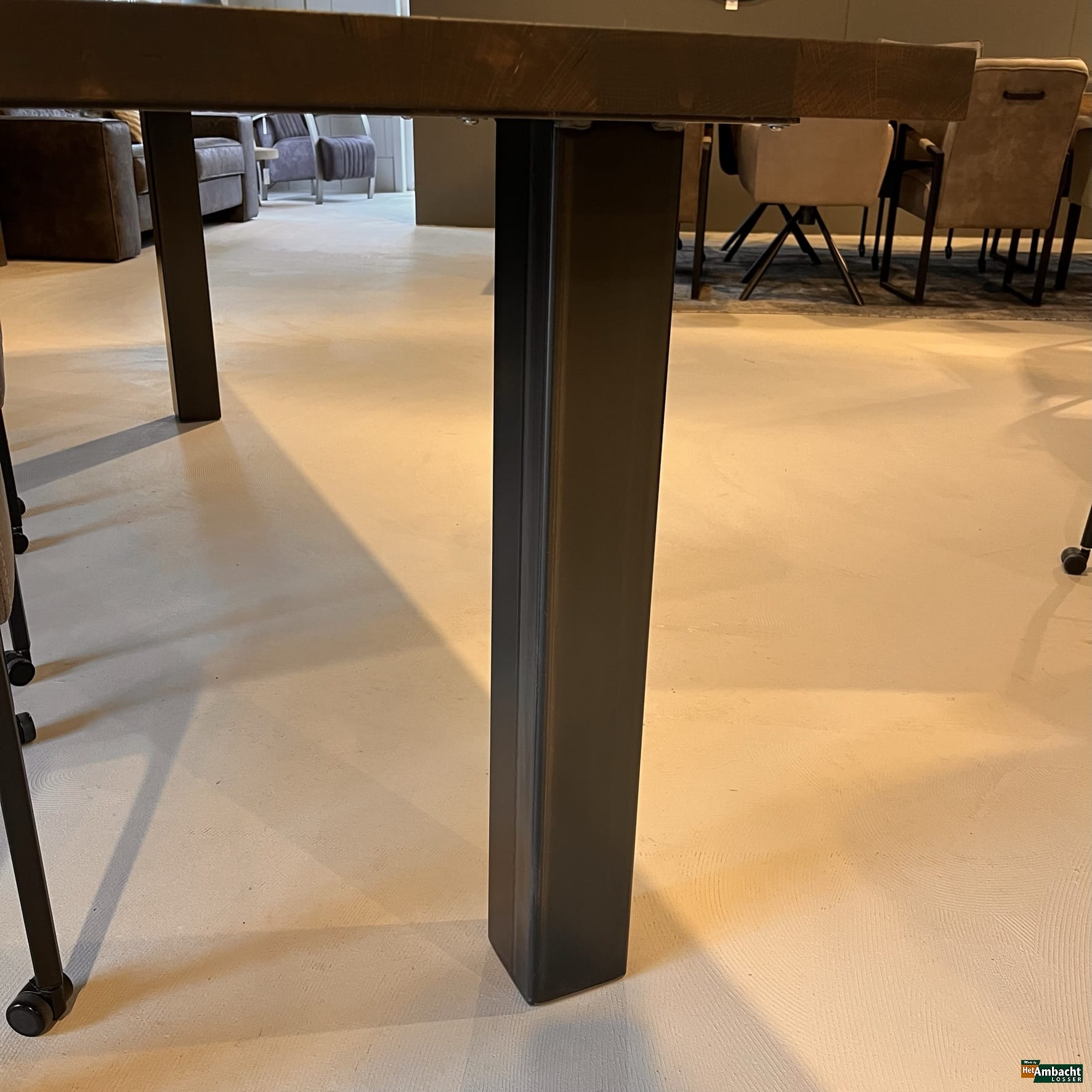 Rechthoekige Frans eiken Antiek eettafel – U poot zonder vloerbalk