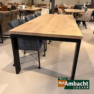 Rechthoekige eiken eettafel / Poot 12×4 zwart