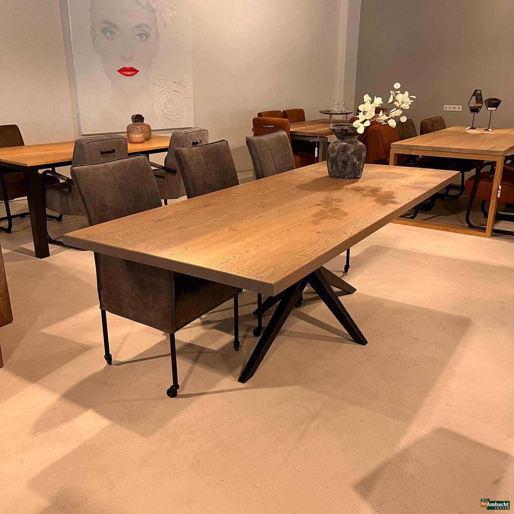 Rechthoekige eiken eettafel – Poot no.968