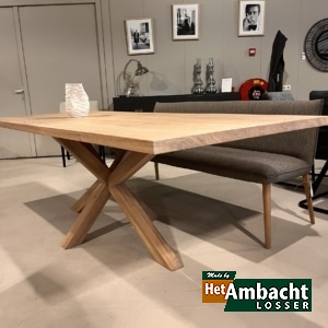 Rechthoekige eiken eettafel-Spinpoot eiken