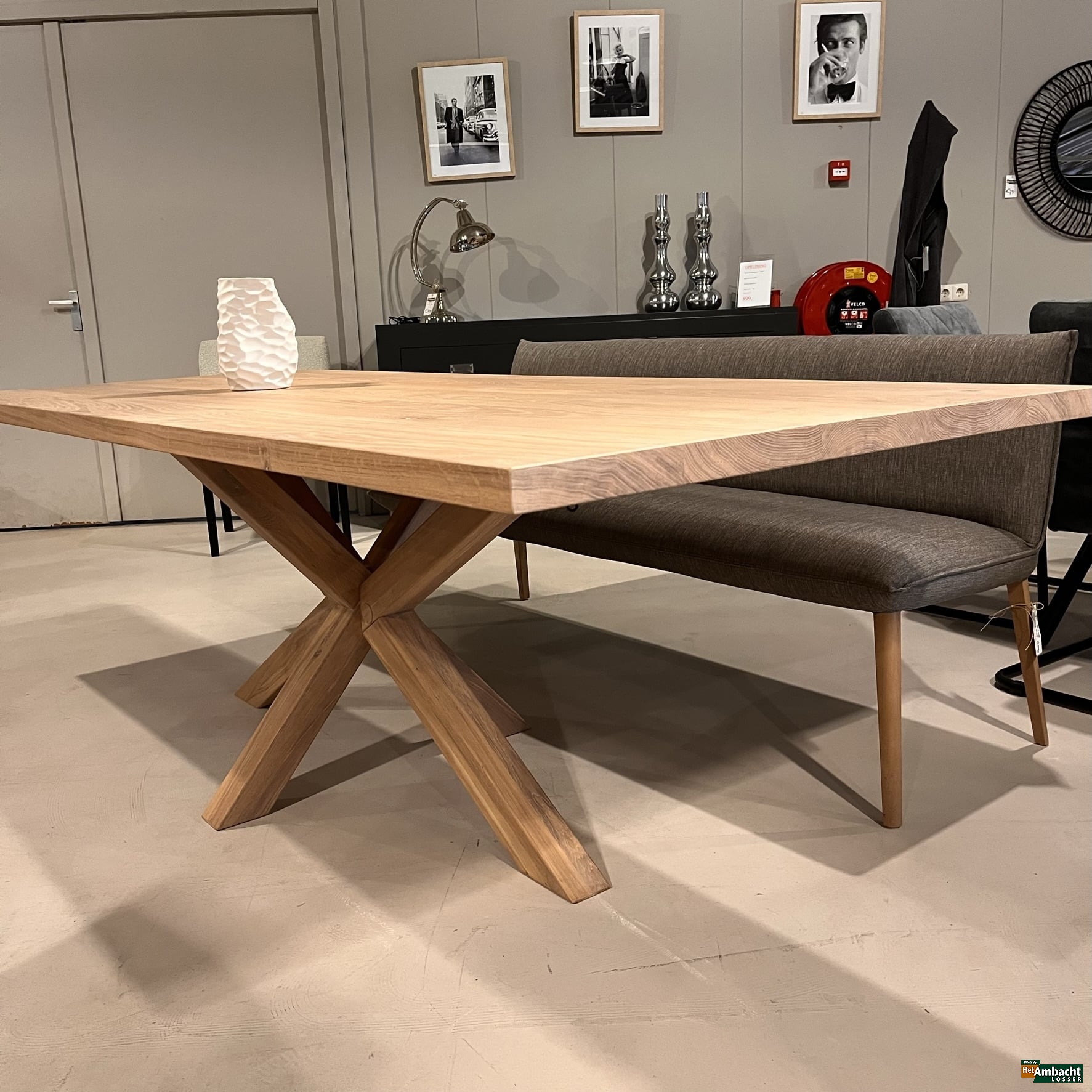 Rechthoekige eiken eettafel-Spinpoot eiken