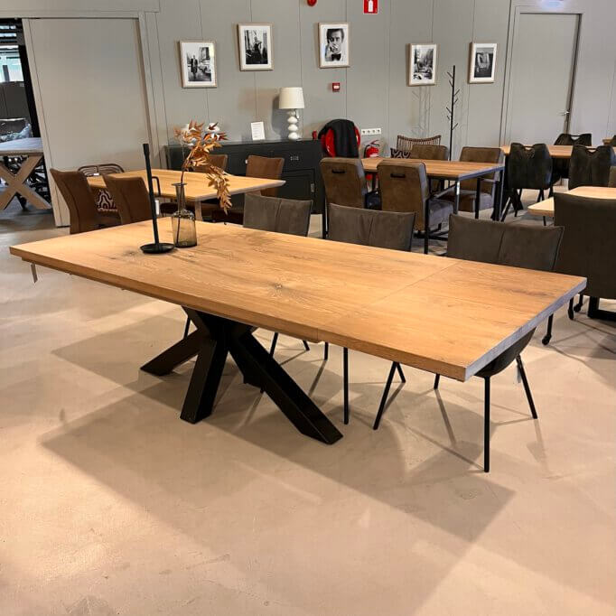 ANGEBOT !!! Rechteckiger Eichen-Esstisch / Spinnenbein mit Verlängerungsplatte für Sessel