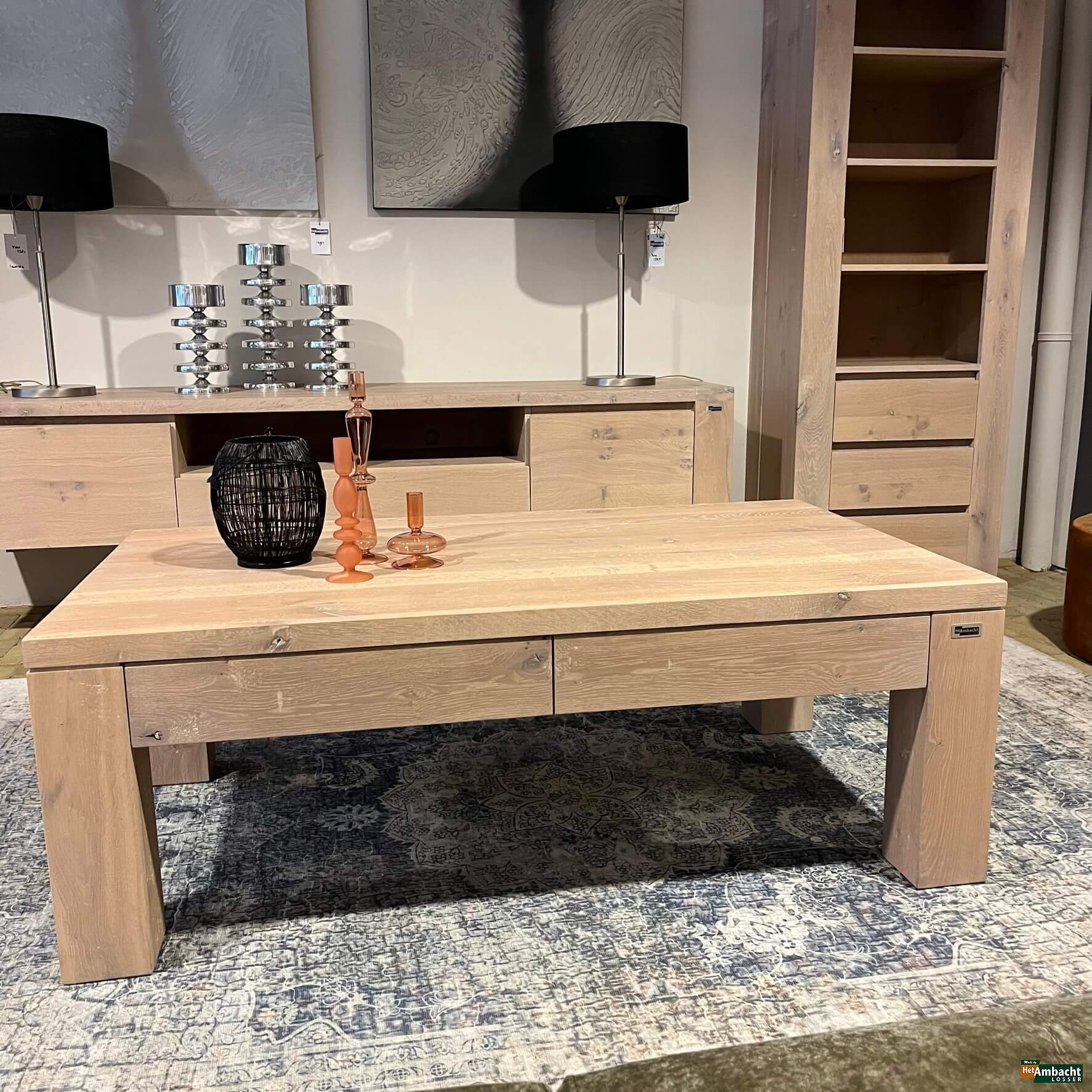 Stoer eiken salontafel
