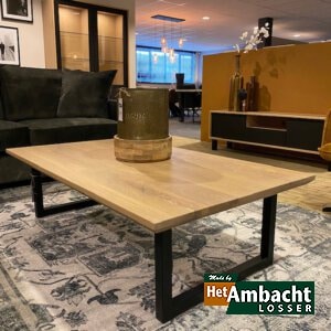 Walsstaal U-poot 4×4 – eiken salontafel
