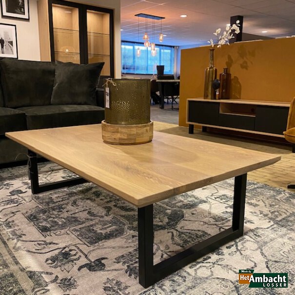 Stahl U-Bein 4x4 / Eiche Couchtisch